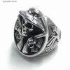 Band Rings Biker Gothic SKULL Ring Double Gun Pirate Ring for Male Punk Party Jewelry T230727