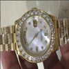 Relógios de luxo de alta qualidade Womens Watch 36mm Day Date Presidente 18k Ouro Branco Mop Maior Diamante Dial Bezel Quickset 2y Automati2513