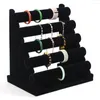 Bolsas de joyería Soporte de 5 niveles Soporte de pulsera Reloj Organizador de exhibición Rack Negro