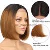 Perucas Cosplay Sunray Lace Front Ombre Mel Loira Bob Peruca 13x1 Mel Marrom Em Linha Reta Perucas de Cabelo Humano Lace Parte Brown Perucas para Mulheres Negras X0901