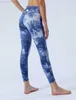 Yoga Outfit LL Tie-Dye Yoga Leggings Push Fitness Taille haute sans couture Align Legging Hip Lift Tie-dye Casual Capris Neuvième pantalon