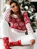 Kvinnors tröjor Autumn Winter Christmas Sweater Damer Kvinnor Stickover Women Sweater Snowflake Elk Print Sweaters Jumper 230831