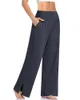 Pantalon pour femmes, couleur unie, jambe large fendue, longueur cheville, pyjama, Capris avec poches latérales, mode femmes, vêtements de gymnastique et de Yoga