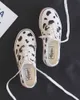 Women Canvas Sneakers Cow Print Patchwork White Shoes Brand Lovely Girls Thick Heel Sneakers Designer Low Top Running Platform Y0907