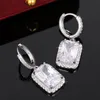 Hotsale Femmes Boucles D'oreilles Plaqué Or Blanc 18 Carats Étincelant Grand CZ Diamant Boucles D'oreilles Créoles pour Filles Femmes pour Fête De Mariage Joli Cadeau