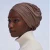 Roupas étnicas Turbante Caps Tie Strap Forro Cetim Seda Islam Headscarf Moda Muçulmana Hijab Cap Mulheres Ruffled Stretch Algodão Sob Lenço