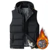 Gilets pour hommes Hiver Hommes Patchwork Gilet Vestes Mode À Capuche Sans Manches Parka Épais Chaud Casual Coton Rembourré Survêtement Gilet Manteau L04