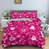 Bedding sets Pink Heart Print Bedding Set For Adults Girls Duvet Cover With case Soft Breathable Quilt Cover Sizes R230901