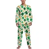 Vêtements de nuit pour hommes Pyjamas de la Saint-Patrick deux pièces Lucky Shamrocks Patricks célèbrent des ensembles de pyjama mignons à manches longues pour chambre à coucher vêtements de nuit personnalisés