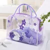 Saco de lavagem transparente floral com acabamento em pvc, saco de lavagem cosmético para viagem ao ar livre, lavagem à prova d'água zz