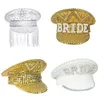 Brede rand hoeden emmer s bruidshoed voor bruiloft glinsterende Fedora pailletten nieuwigheid feest vakantie kapitein douche 230831