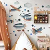 Fonds d'écran Criativo 3D Cartoon Stars Avion Nuages Stickers muraux Autocollants décoratifs de fond auto-adhésifs pour chambre d'enfant