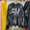 Men's Hoodies Sweatshirts High Quality 5M Letter Long Sleeve Fashion Sweatshirts Men 11 Saint Michael Women Crewne Nice Washed Heavy Fabric Hoodie J230901