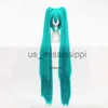 Cosplay Wigs High Quality Vocaloid Miku Cosplay Wig Long Heat Resistant Synthetic Hair Clip Ponytails Wigs Wig Cap x0901