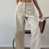 Women's Jeans Vintage High Waist Wide Leg Pants Autumn Ladies Beige Casual Denim Trousers Classic Streetwear Fashion Women Clothing