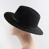 Ampla borda chapéus balde cinto lã fedoras chapéu para mulheres homens inverno outono quente vintage estilo britânico redondo bowler bonés igreja plana feltro jazz 230831