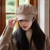 Berets Women's Hat In The Winter Big Head Circumference Japanese Joker Woman Cap Small Black Face Luxury Caps Autumn And