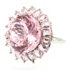 Cluster Rings 30x30mm rekommenderar starkt oval Gemstone Pink Kunzite Ladies Wedding Silver