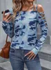 Женские футболки Sexy Off плечо футболка Women Vintage Camouflage Print Tops с длинным рукавом женский осенний мод