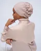 Roupas étnicas Turbante Caps Tie Strap Forro Cetim Seda Islam Headscarf Moda Muçulmana Hijab Cap Mulheres Ruffled Stretch Algodão Sob Lenço