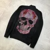 Rhinestone Plein Philipps BEAR Budge Men s Cardigan Unisex LS INTARSIA SKULL PP Mens Sweaters Sweatshirt Knits Letters Tops jacketstop