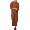 Roupas étnicas Homens Muçulmanos Jubba Thobes Árabe Paquistão Dubai Kaftan Abaya Robes Islâmico Arábia Saudita Preto Blusa Longa Vestir