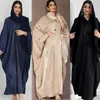 Roupas étnicas Eid Muçulmano Abaya Vestido Mulheres Plus Size Bat Manga Sedosa Marrocos Festa Maxi Robe Femme Musulmane Vestidos Islam (sem lenço)