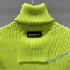 Pulls pour hommes VETEMENTS Pull Hommes Femmes Casual Mode Serré Garder Au Chaud Tricot Fluorescent Vert Couleur Solide Revers Ba Creux VTM Sweatshirts J230901