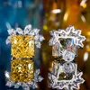 Boucles d'oreilles pendantes 3 ct topaze princesse en argent sterling 925 à tige carrée pour femmes diamant jaune anniversaire de mariage bijoux fins de luxe