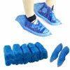 100pcs jednorazowe buty buty do buty jednorazowego plastiku Grube na zewnątrz deszczowe dywan sprzątanie buta buta niebieskie wodoodporne pokrowce na buty hurtowe