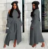 Robes décontractées Ensemble de robe pour femme Cardigan Trench-Coat Double face Ceinture en velours Slim Fit Peluche Thermique Ensemble 2 pièces avec ceinture