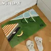 Swimming Pool Pattern Door Mat Soft Tufted Bedroom Bedside Carpet Home Decoration Area Rug Korean Style Cartoon Kitchen Bath Mat HKD230901