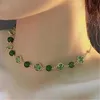 Collier de trèfle à quatre feuilles de luxe Top vert Jade calcédoine collier chaîne frais INS collier de mode Van Clee accessoires bijoux cadeau de saint valentin