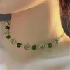 Designer Vierblättriges Kleeblatt Halskette Luxus Top Grüne Jade Chalcedon Kragenkette Frische INS Mode Halskette Van Clee Accessoires Schmuck Valentinstag Geschenk