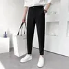 Herenbroeken van hoge kwaliteit Business Casual gedrapeerde broek met hoge taille Heren effen kleur Formeel mannelijk kantoor Sociaal pak A87