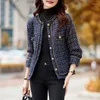 Kvinnors jackor vintage rutig tweed jacka vår elegant kortrock guld dubbelbröst outwear streetwear koreanska mode damer rockar