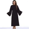 Etnische kleding Abaya lange jurk voor moslimvrouwen Pure kleur A-lijn losse mouwen Jurken Dubai UK Bescheiden elegant Turkije Islam gewaad