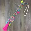 Pendant Necklaces Bohemian Women Ladies Rainbow charm pendant Creative Wood Stone Bead Tassel Necklace Jewelry Gift 230831