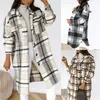 Cappotto di lana scozzese da donna in misto lana Capispalla Moda Manica lunga Stampa con bottoni Cardigan aperto sul davanti 230831