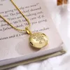Anhänger Halsketten KAUFEN Mode Gold Farbe Öffnende Kreis Halskette Junge Mädchen CZ Inlay PO Ordner Schmuck Geschenk für Kinder