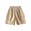 Broeken 2023 Zomer Kinderbroeken Pure kleur katoenen shorts Jongens Eenvoudig casual cropped