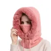 Berretto con teschio Berretto invernale con maschera in pelliccia Set con cappuccio per donna Collo in cashmere lavorato a maglia Caldo Russia Sci all'aperto Cappello antivento Peluche soffice Berretti soffici 230831