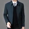 Jackets de jaquetas masculinas Casacos casuais de jaquetas de jaquetas recortarem o colar do colarinho simples middleaged idosos homens vestidos de vestuário