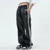 Kvinnor Pants Street Casual Leather Byxor Lossa rakt ben med dragkant Tidvattnet Sweatpants Y2K Streetwear Korean Kläder Kvinnor 2023