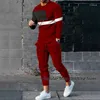 Men's Tracksuits Spring Tracksuit Set 3D Printed Solid Color Jogger Sportswear Casual Long Sleeves T Shirts Pants Suit Men Clothing