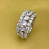 Cluster Rings S925 Sterling Silver Jewelry Europe och America Full Diamond Row Women's Ring Heart-Shaped Eternal Wedding