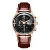 Armbanduhren Reef Tiger/RT Luxus-Kleideruhr für Herren, multifunktional, Roségold, braunes Lederarmband, Automatik, Datum und Tag, RGA1699