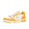 High quality luxury designer shoes men casual Shoe Fluorescent yellow and white calfskin sneakers mlj0002