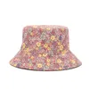 Chapeaux à larges bords Chapeaux de seau Mode Floral Print Bucket Hat Femmes Double Face Coton Réversible Protection Solaire Cap Femme Panama Pêcheur 230831