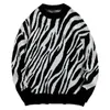 Мужские свитера -свитер зебры Harajuku Hip Hop Street Clothing Vintage Fashion Shape Par